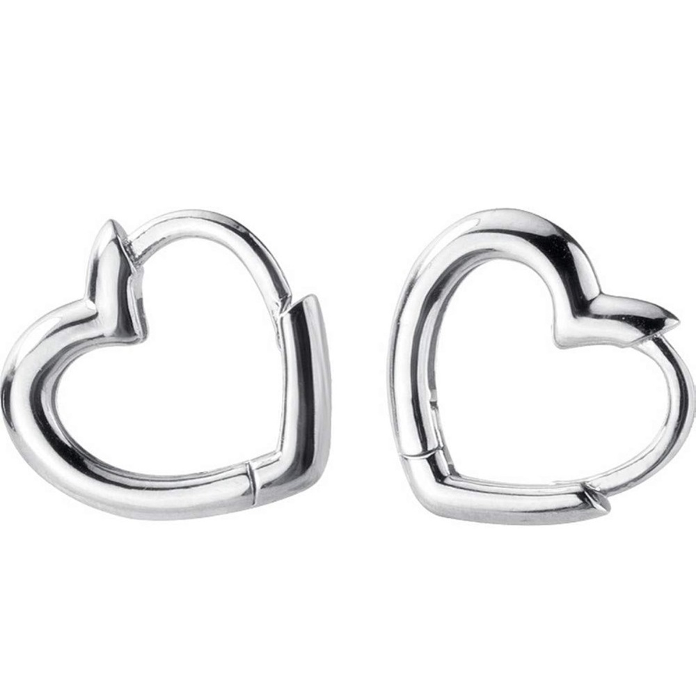 Silver Heart Clasp Earrings
